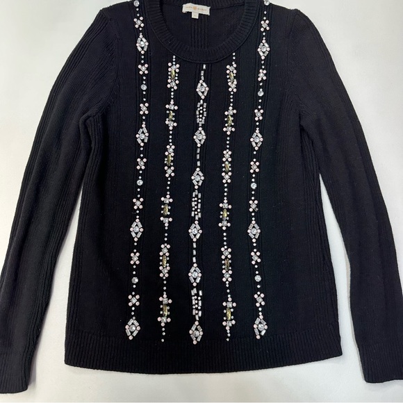 Tory Burch Etta Rhinestone Embellished Knit Pullover Sweater Womens Size Large - Picture 9 of 10